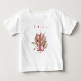 Liten vildblomma 1-års födelsedag Rosa T Shirt