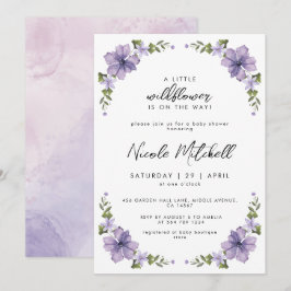 Liten Vildblomma är På Väg Baby Shower Inbjudningar