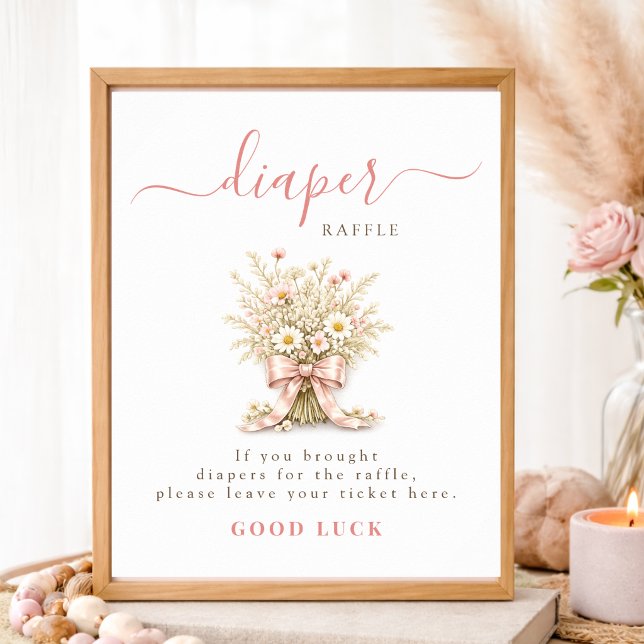 Liten Vildblomma Baby Shower Blöja Lotteri Skylt (Skapare uppladdad)