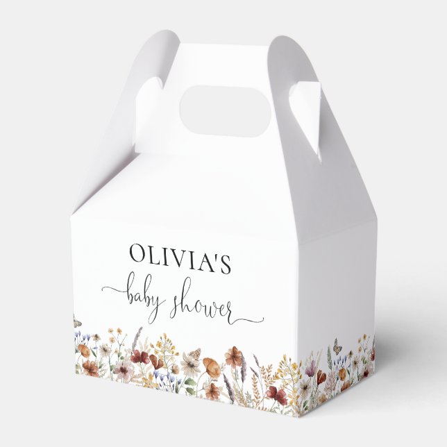 Liten vildblomma baby shower presentförpackning presentaskar (Framsidan Sidan)