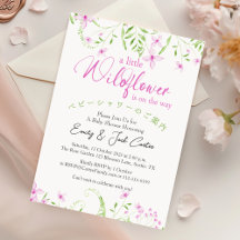 Liten Vildblomma Babyflicka Baby Shower Rosa Blomm