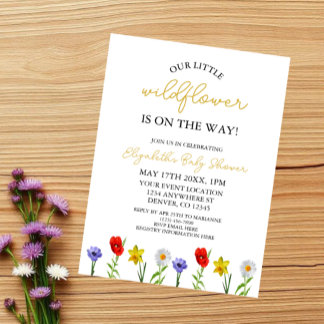 Liten Vildblomma Barnkalas Inbjudningar