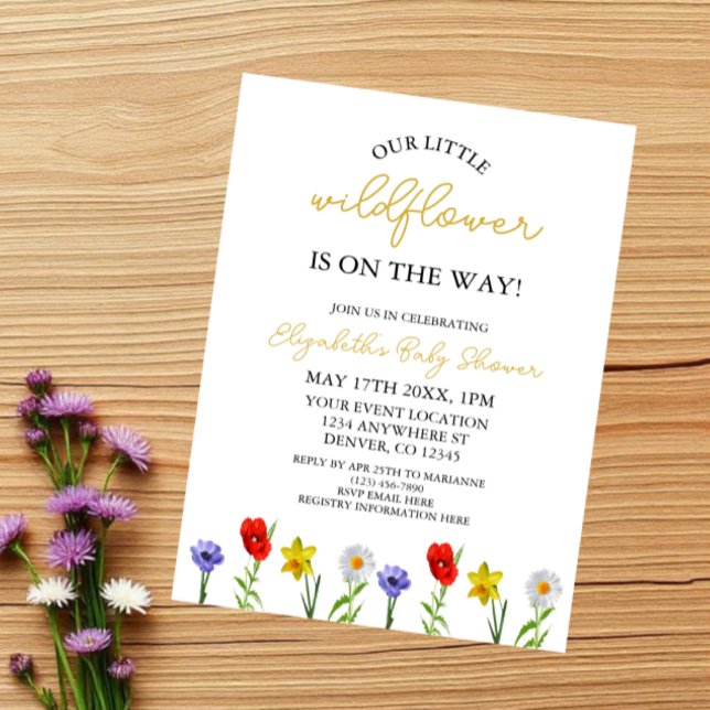 Liten Vildblomma Barnkalas Inbjudningar (Skapare uppladdad)