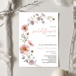 Liten Vildblomma Barnkalas Minimalistisk Blommig Inbjudningar