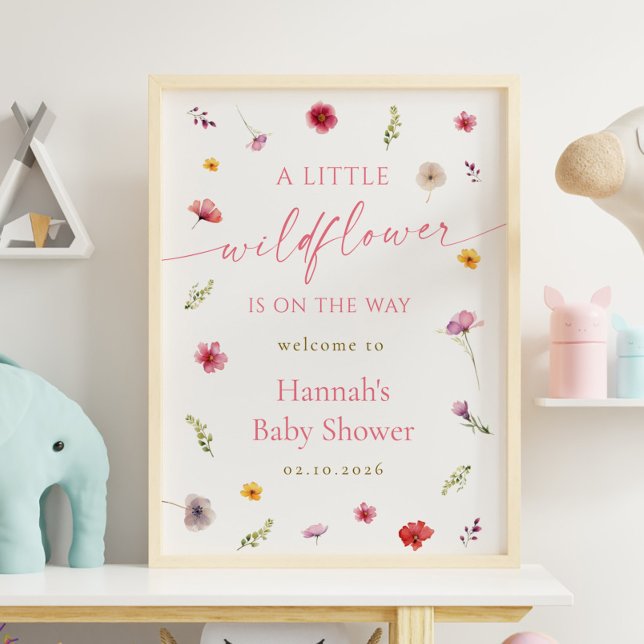 Liten Vildblomma Barnkalas Välkomstskylt Poster (Skapare uppladdad)