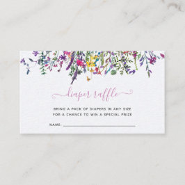 Liten Vildblomma Blöja Lotteri Baby Shower Tilläggskort