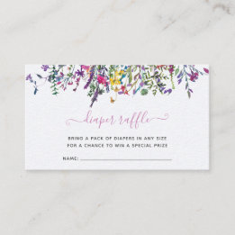 Liten Vildblomma Blöja Lotteri Baby Shower Tilläggskort