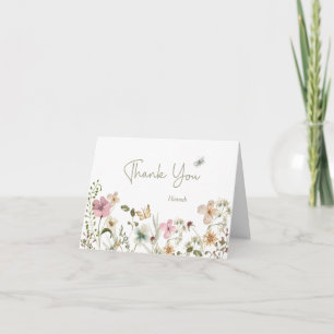 Liten vildblomma Blommig Baby Shower Tacksamhetsko Tack Kort