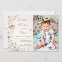 Liten vildblomma Blommig Babyflicka Födelsedagsfot