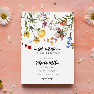 Liten vildblomma Blomsterträdgård Baby Shower Inbjudningar