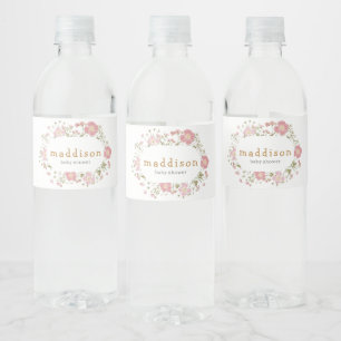 Liten Vildblomma Boho Babyfirande Vattenflaskor Etikett