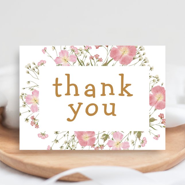 Liten Vildblomma Boho Barnkalas Tack Kort (Little Wildflower Baby Shower Thank You Card)
