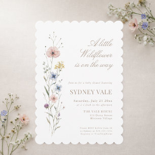 Liten Vildblomma Elegant Blommig Bebis Shower Inbjudningar