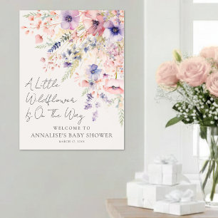 Liten vildblomma Elegant Blommig Bebis Shower Skyl Poster