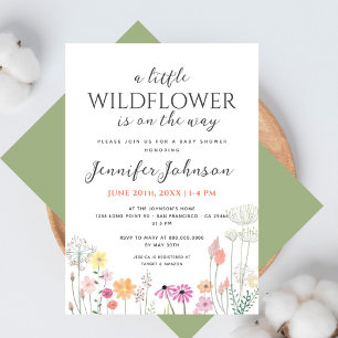 Liten Vildblomma Enkel Baby Shower Inbjudan