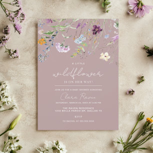 Liten vildblomma flicka blomster baby shower inbjudningar