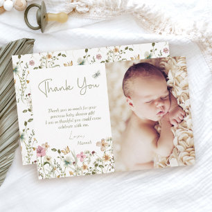 Liten Vildblomma Floral Baby Shower Tack Kort