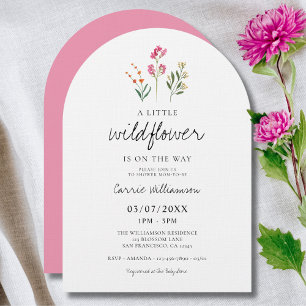 Liten vildblomma i akvarell för baby shower för fl inbjudningar