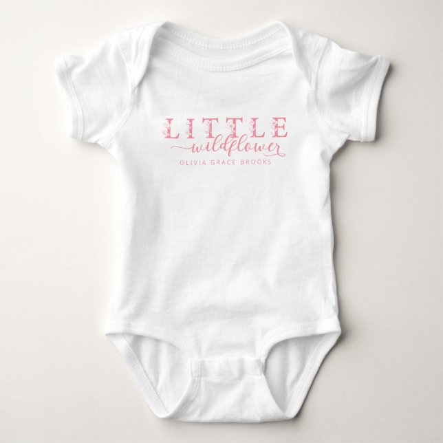 Liten Vildblomma Personlig Baby Bodysuit T Shirt (Framsida)