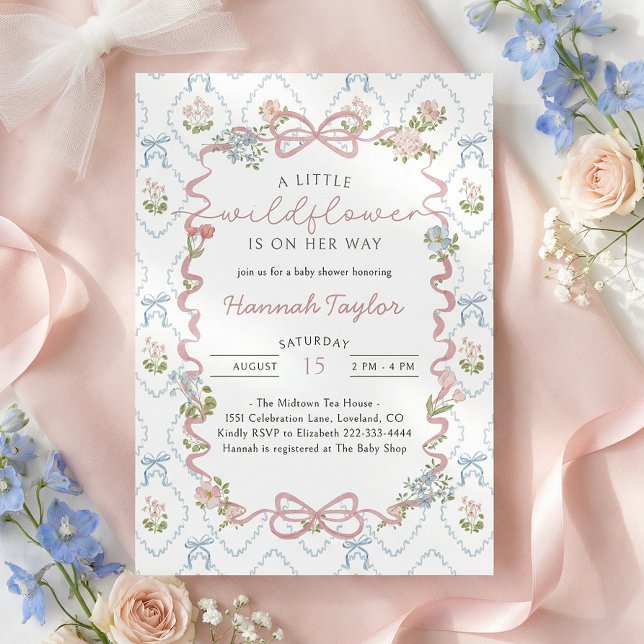 Liten Vildblomma Vintage Baby Shower Inbjudningar (Skapare uppladdad)