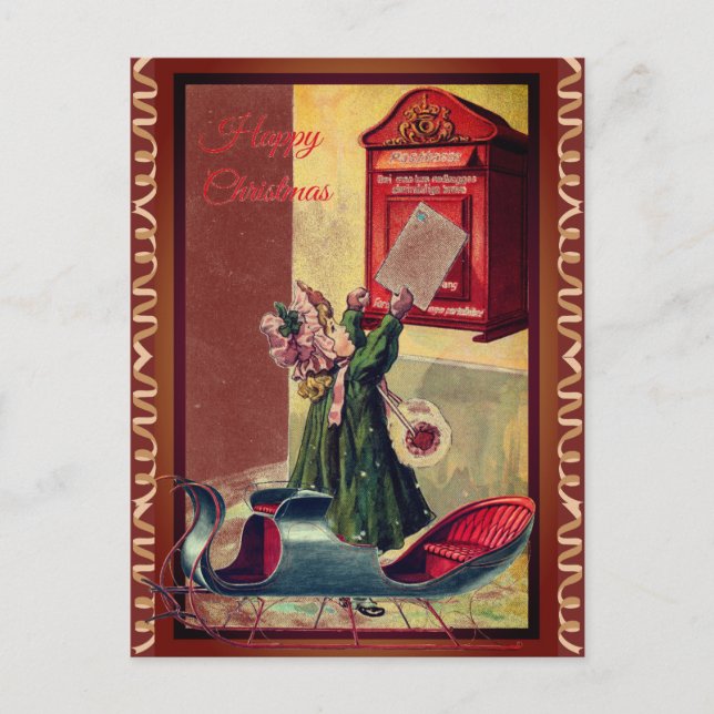 Liten Vintage Flickas Postförsändelse Vykort (Framsida)