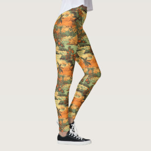Liten Vintage Hawaiian Ligcape Grönt Leggings