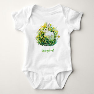 Liten vit bunny och blommor t shirt
