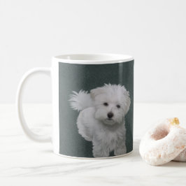   Liten vit hund porträtt Kaffemugg
