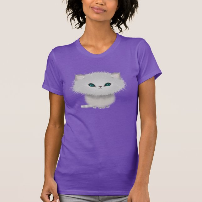 Liten vit persisk tabbymönstrad kattunge t-shirt (Framsida)