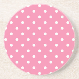 Liten vit Polka dots på shock rosa Underlägg Sandsten