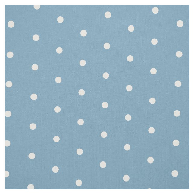 Liten vit Polka dots på Sweet Carolina Blue Tyg (Provkarta)