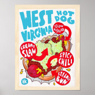 Liten West Virginia varmkorvaffisch Poster
