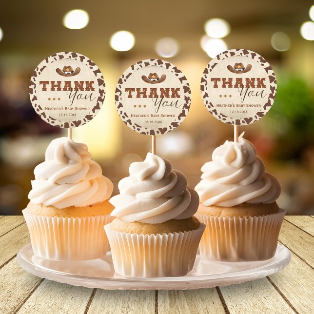 Liten Western Cowboy Baby Shower Runt Klistermärke (Skapare uppladdad)