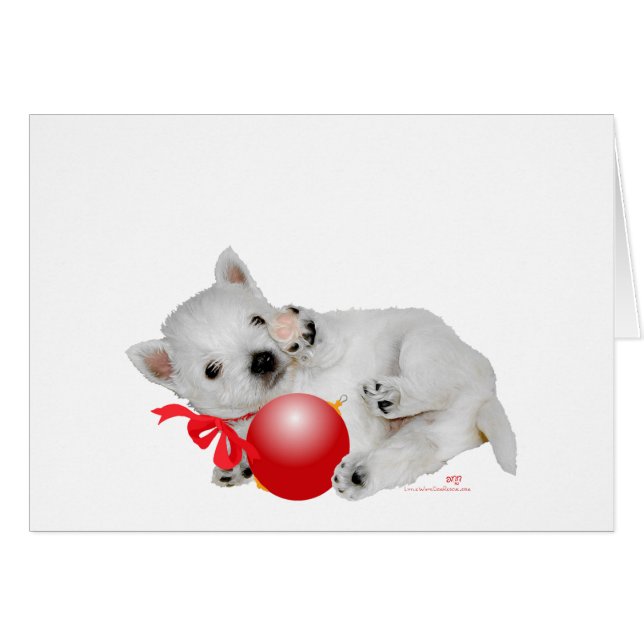 Liten Westie med ornament Hälsningskort (Framsidan Horizontal)