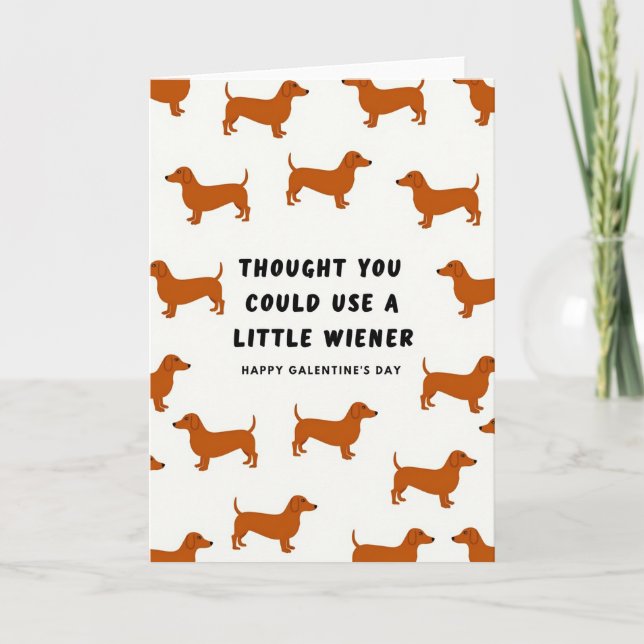 Liten Wiener Dog Galentines-kort Kort (Framsida)