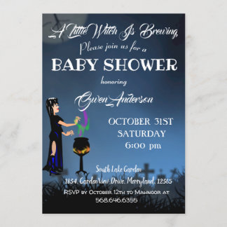 Liten Witch Babyskon Halloween-talesätt Inbjudningar
