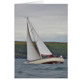 Liten Yacht Sailing Hard Hälsningskort