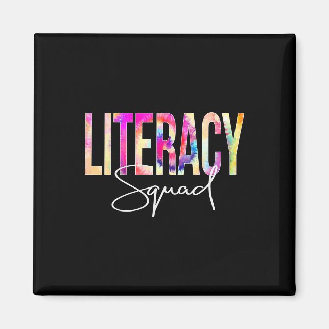 Literacy Squad Tie Dye Back to school Women Apprec Magnet (Framsidan)