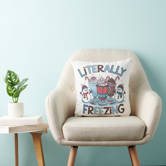 Literally Freezing Christmas Throw Pillow Kudde (Stol)