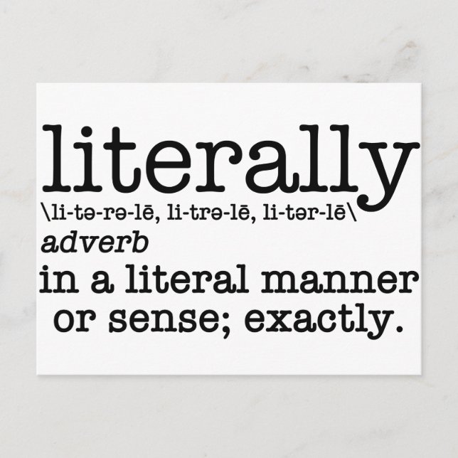 Literalt Definition English Grammar Vykort (Framsida)