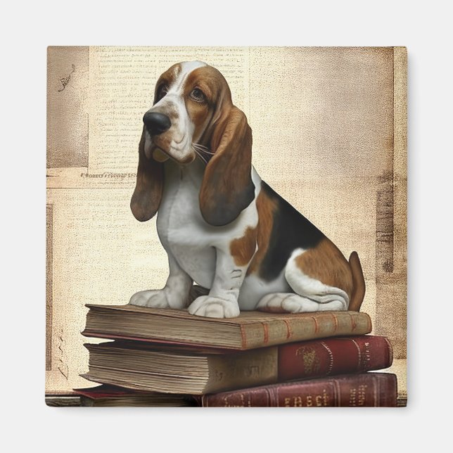 Literär Basset Hound Magnet (Framsidan)