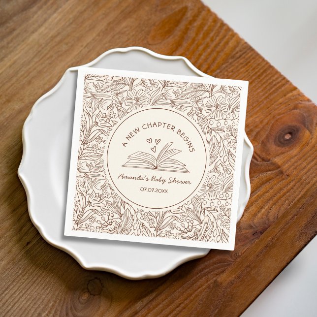 Literary Book Baby Shower A New Chapter Begins   Pappersservett (Literary Book Baby Shower A New Chapter Begins Napkins)