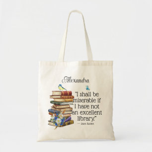 Literary Bookish Gift Jane Austen Bok Älskare Cito Tygkasse