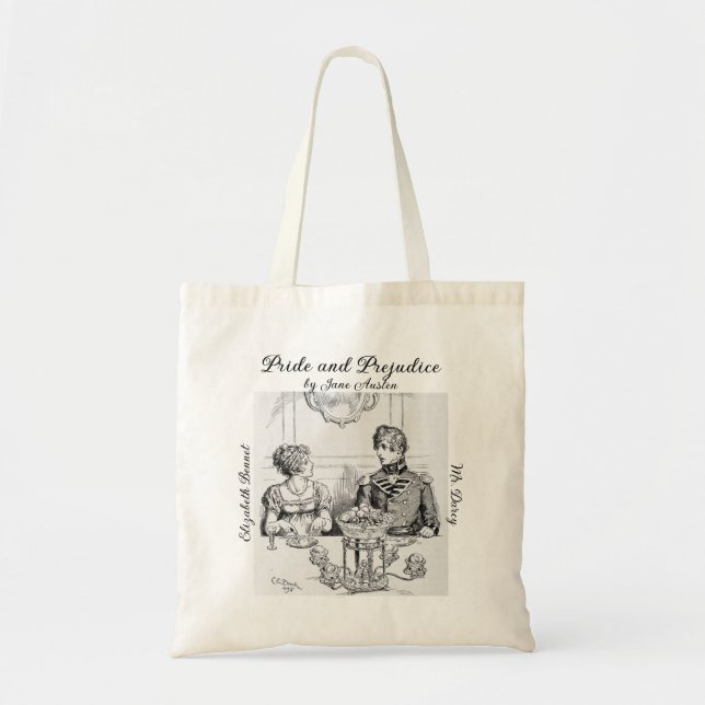 Literary Bookish Gift Pride Prejudice Jane Austen Tygkasse (Framsidan)