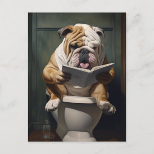 Literary Bulldog Funny Bathroom Humor Helg Vykort