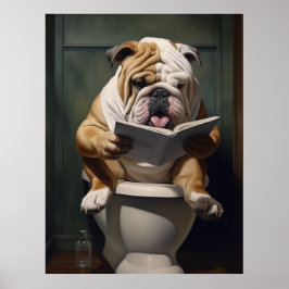 Literary Bulldog | Funny Bathroom Humor Poster