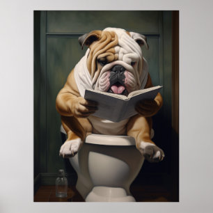 Literary Bulldog   Funny Bathroom Humor Poster
