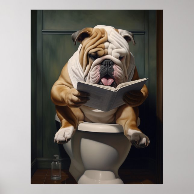 Literary Bulldog | Funny Bathroom Humor Poster (Framsidan)