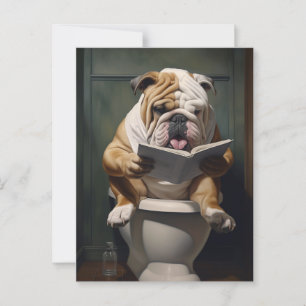 Literary Bulldog Funny Bathroom Humor Vykort