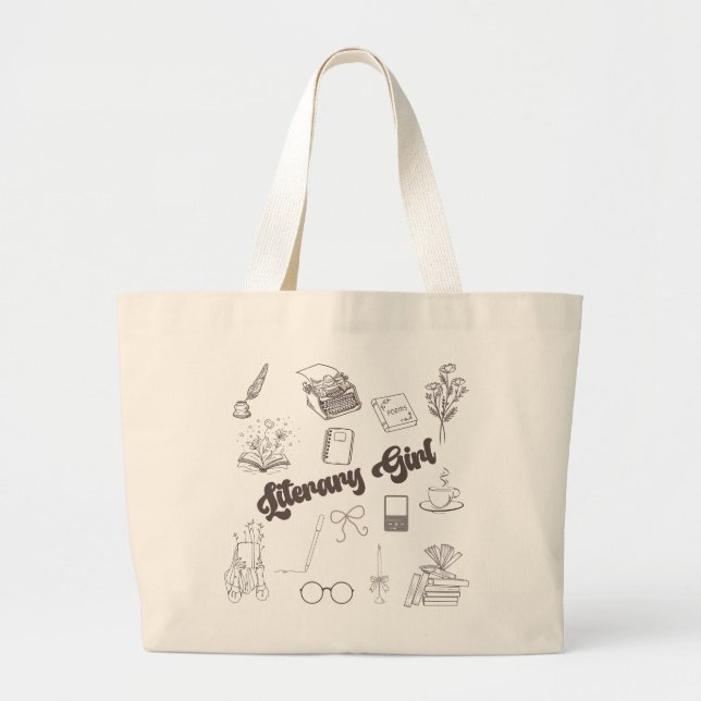 Literary Girl Tote Bag Bok Älskare Gift Academia Jumbo Tygkasse (Framsidan)